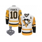 Men's CCM Pittsburgh Penguins #10 Ron Francis Authentic White Throwback 2017 Stanley Cup Final NHL Jersey