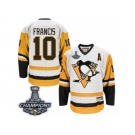 Men's CCM Pittsburgh Penguins #10 Ron Francis Premier White Throwback 2017 Stanley Cup Champions NHL Jersey