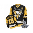 Men's CCM Pittsburgh Penguins #19 Bryan Trottier Authentic Black Throwback 2017 Stanley Cup Champions NHL Jersey