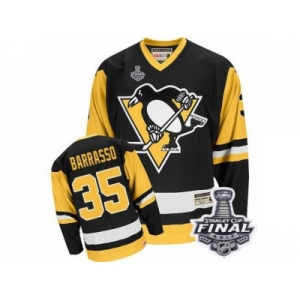 Men's CCM Pittsburgh Penguins #35 Tom Barrasso Authentic Black Throwback 2017 Stanley Cup Final NHL Jersey