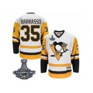 Men's CCM Pittsburgh Penguins #35 Tom Barrasso Authentic White Throwback 2017 Stanley Cup Champions NHL Jersey