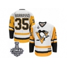 Men's CCM Pittsburgh Penguins #35 Tom Barrasso Authentic White Throwback 2017 Stanley Cup Final NHL Jersey