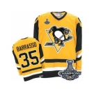 Men's CCM Pittsburgh Penguins #35 Tom Barrasso Premier Yellow Throwback 2017 Stanley Cup Champions NHL Jersey