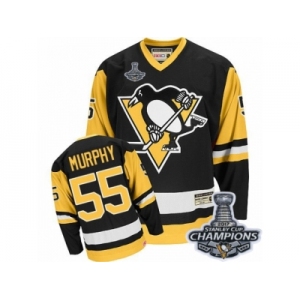 Men's CCM Pittsburgh Penguins #55 Larry Murphy Premier Black Throwback 2017 Stanley Cup Champions NHL Jersey