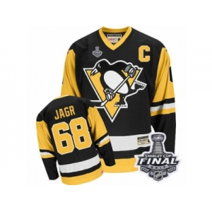 Men's CCM Pittsburgh Penguins #68 Jaromir Jagr Authentic Black Throwback 2017 Stanley Cup Final NHL Jersey