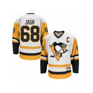 Men's CCM Pittsburgh Penguins #68 Jaromir Jagr Authentic White Throwback NHL Jersey