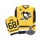 Men's CCM Pittsburgh Penguins #68 Jaromir Jagr Premier Yellow Throwback 2017 Stanley Cup Champions NHL Jersey