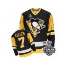 Men's CCM Pittsburgh Penguins #7 Matt Cullen Authentic Black Throwback 2017 Stanley Cup Final NHL Jersey