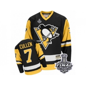 Men's CCM Pittsburgh Penguins #7 Matt Cullen Authentic Black Throwback 2017 Stanley Cup Final NHL Jersey