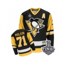 Men's CCM Pittsburgh Penguins #71 Evgeni Malkin Authentic Black Throwback 2017 Stanley Cup Final NHL Jersey