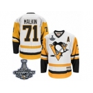 Men's CCM Pittsburgh Penguins #71 Evgeni Malkin Premier White Throwback 2017 Stanley Cup Champions NHL Jersey