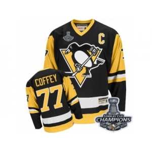 Men's CCM Pittsburgh Penguins #77 Paul Coffey Premier Black Throwback 2017 Stanley Cup Champions NHL Jersey