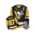 Men's CCM Pittsburgh Penguins #87 Sidney Crosby Authentic Black Throwback 2017 Stanley Cup Final NHL Jersey