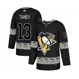 Men's Penguins #13 Brandon Tanev Black Authentic Team Logo Fashion Stitched Hockey Jersey