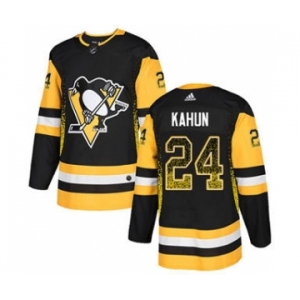 Men's Penguins #24 Dominik Kahun Black Home Authentic Drift Fashion Stitched Hockey Jersey