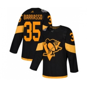 Men's Penguins #35 Tom Barrasso Black 2019 Stadium Series Stitched Hockey Jersey