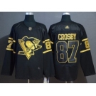 Men's Penguins #87 Sidney Crosby Black Gold Authentic Stitched Hockey Jersey