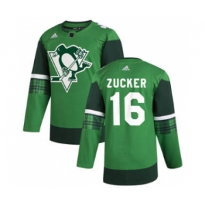 Men's Pittsburgh Penguins #16 Jason Zucker 2020 St. Patrick's Day Stitched Hockey Jersey Green