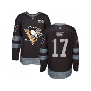 Men's Pittsburgh Penguins #17 Bryan Rust Black 1917-2017 100th Anniversary Stitched NHL Jersey