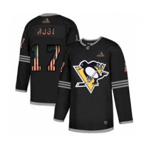 Men's Pittsburgh Penguins #17 Bryan Rust Black USA Flag Limited Hockey Jersey