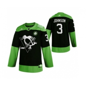 Men's Pittsburgh Penguins #3 Jack Johnson Green Hockey Fight nCoV Limited Hockey Jersey