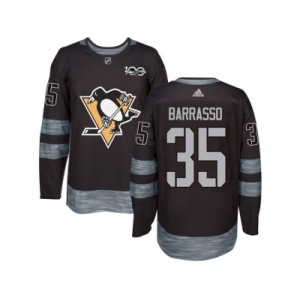 Men's Pittsburgh Penguins #35 Tom Barrasso Black 1917-2017 100th Anniversary Stitched NHL Jersey