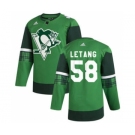 Men's Pittsburgh Penguins #58 Kris Letang 2020 St. Patrick's Day Stitched Hockey Jersey Green