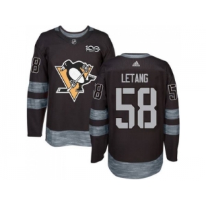 Men's Pittsburgh Penguins #58 Kris Letang Black 1917-2017 100th Anniversary Stitched NHL Jersey