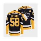 Men's Pittsburgh Penguins #58 Kris Letang Black 2022 Reverse Retro Stitched Jersey