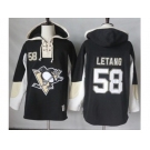 Men's Pittsburgh Penguins #58 Kris Letang Black Pullover Hoodie Stitched NHL Jersey