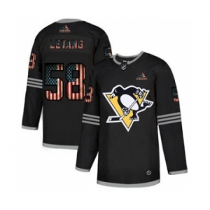 Men's Pittsburgh Penguins #58 Kris Letang Black USA Flag Limited Hockey Jersey
