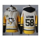 Men's Pittsburgh Penguins #58 Kris Letang Cream Gold Sawyer Hooded Sweatshirt Stitched NHL Jersey