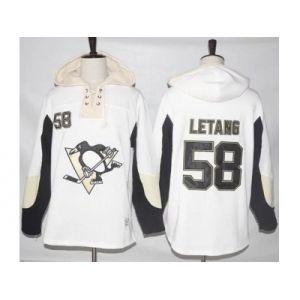 Men's Pittsburgh Penguins #58 Kris Letang White Pullover Hoodie Stitched NHL Jersey