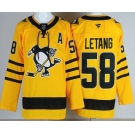 Men's Pittsburgh Penguins #58 Kris Letang Yellow Alternate Authentic Jersey