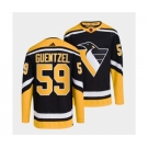 Men's Pittsburgh Penguins #59 Jake Guentzel Black 2022 Reverse Retro Stitched Jersey