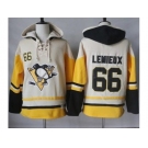 Men's Pittsburgh Penguins #66 Mario Lemieux Cream Gold Sawyer Hooded Sweatshirt Stitched NHL Jersey