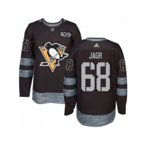 Men's Pittsburgh Penguins #68 Jaromir Jagr Black 1917-2017 100th Anniversary Stitched NHL Jersey