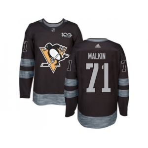 Men's Pittsburgh Penguins #71 Evgeni Malkin Black 1917-2017 100th Anniversary Stitched NHL Jersey