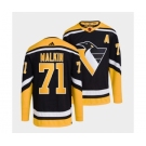 Men's Pittsburgh Penguins #71 Evgeni Malkin Black 2022-23 Reverse Retro Stitched Jersey