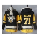 Men's Pittsburgh Penguins #71 Evgeni Malkin Black Alternate Sawyer Hooded Sweatshirt Stitched NHL Jersey