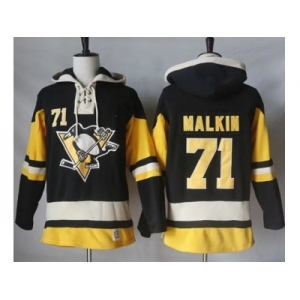Men's Pittsburgh Penguins #71 Evgeni Malkin Black Alternate Sawyer Hooded Sweatshirt Stitched NHL Jersey