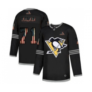 Men's Pittsburgh Penguins #71 Evgeni Malkin Black USA Flag Limited Hockey Jersey