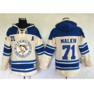 Men's Pittsburgh Penguins #71 Evgeni Malkin Cream Sawyer Hooded Sweatshirt Stitched NHL Jersey