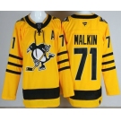 Men's Pittsburgh Penguins #71 Evgeni Malkin Yellow Alternate Authentic Jersey