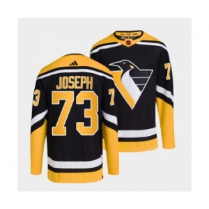 Men's Pittsburgh Penguins #73 Pierre-Olivier Joseph Black 2022 Reverse Retro Stitched Jersey