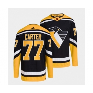 Men's Pittsburgh Penguins #77 Jeff Carter Black 2022 Reverse Retro Stitched Jersey