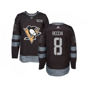 Men's Pittsburgh Penguins #8 Mark Recchi Black 1917-2017 100th Anniversary Stitched NHL Jersey