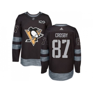 Men's Pittsburgh Penguins #87 Sidney Crosby Black 1917-2017 100th Anniversary Stitched NHL Jersey