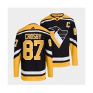 Men's Pittsburgh Penguins #87 Sidney Crosby Black 2022-23 Reverse Retro Stitched Jersey