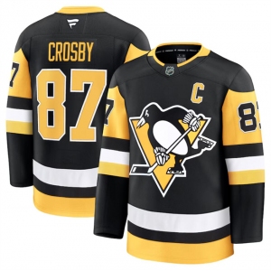 Men's Pittsburgh Penguins #87 Sidney Crosby Black 2024-25 Home Stitched Hockey Jersey